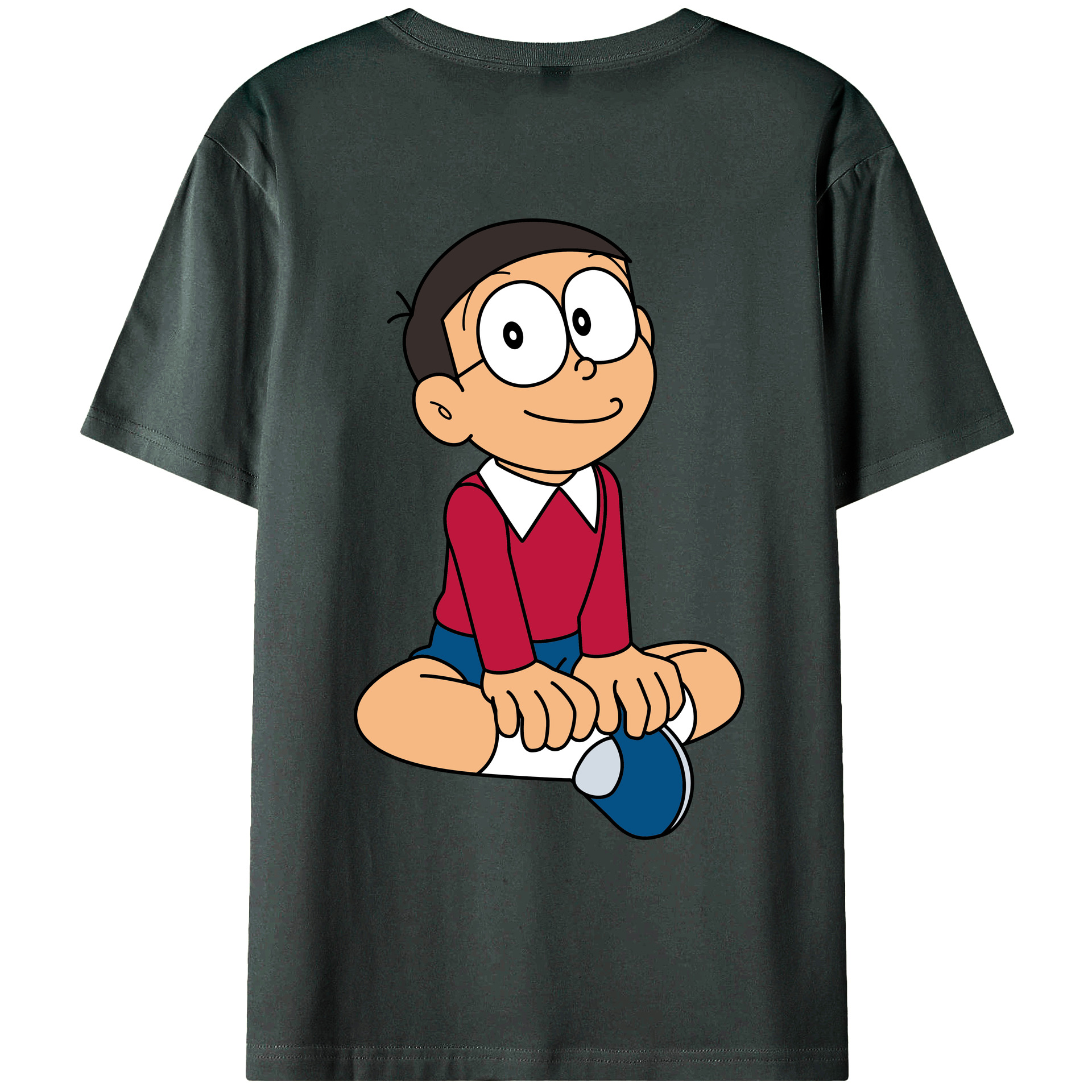 （画像用） ドラえもん 野比 のび太 Doraemon Nobita Nobi 綿100％ メンズ半袖Tシャツ（バックプリント） 通気性